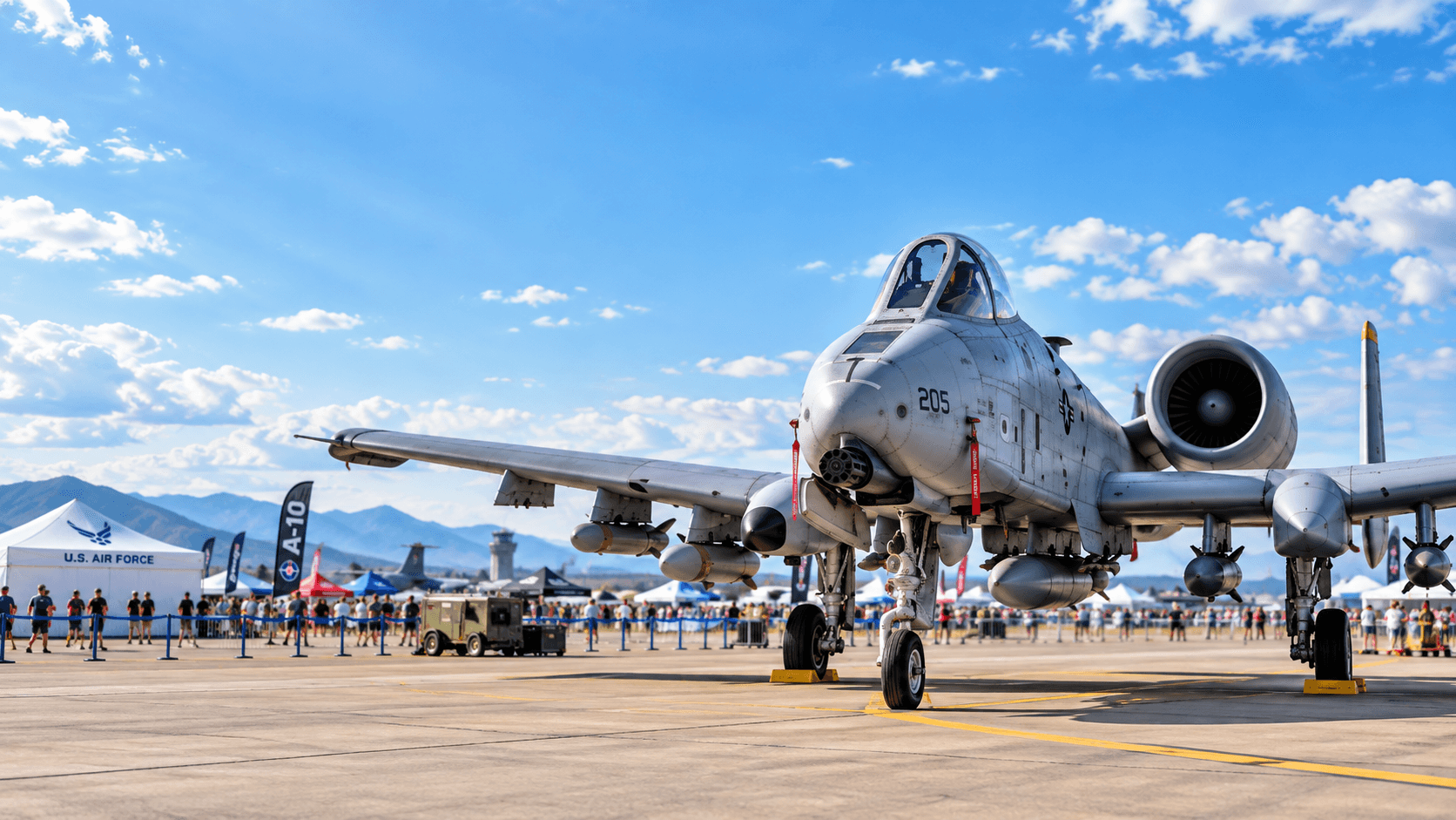 A-10 on static display in front of an airshow crowd